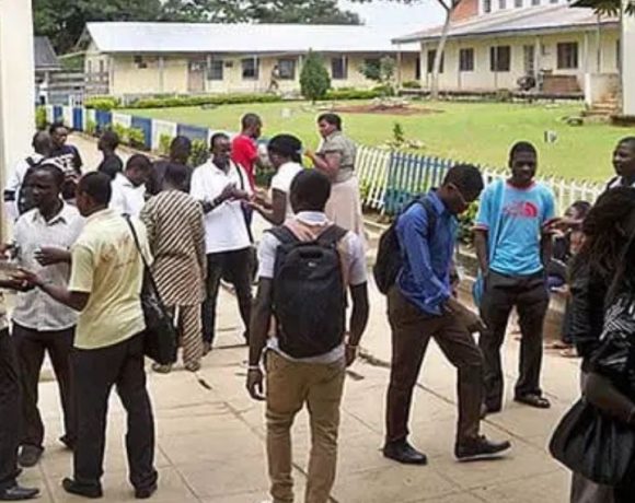 A group of Nigerian students struggling to afford nutritious meals due to rising food prices on campus.