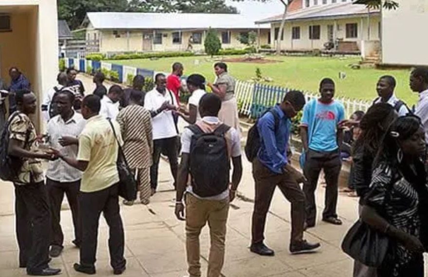 A group of Nigerian students struggling to afford nutritious meals due to rising food prices on campus.