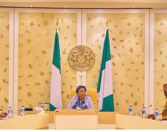 “First Lady of Nigeria, Senator Oluremi Tinubu, speaking on youth involvement in agriculture for food security in Nigeria.”