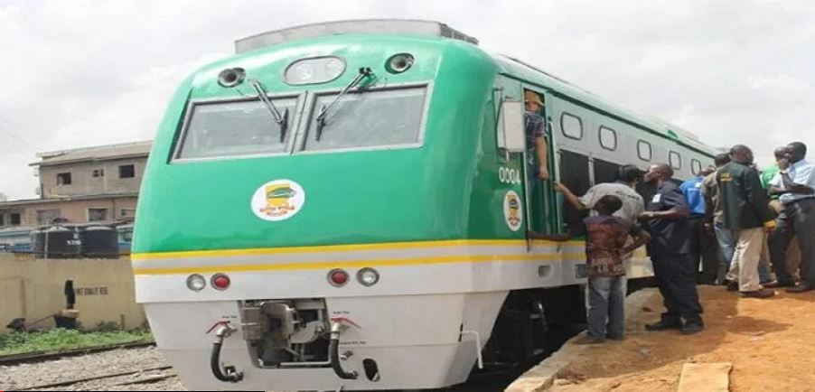 A festive Nigerian train ready to transport passengers for the Christmas and New Year celebrations.